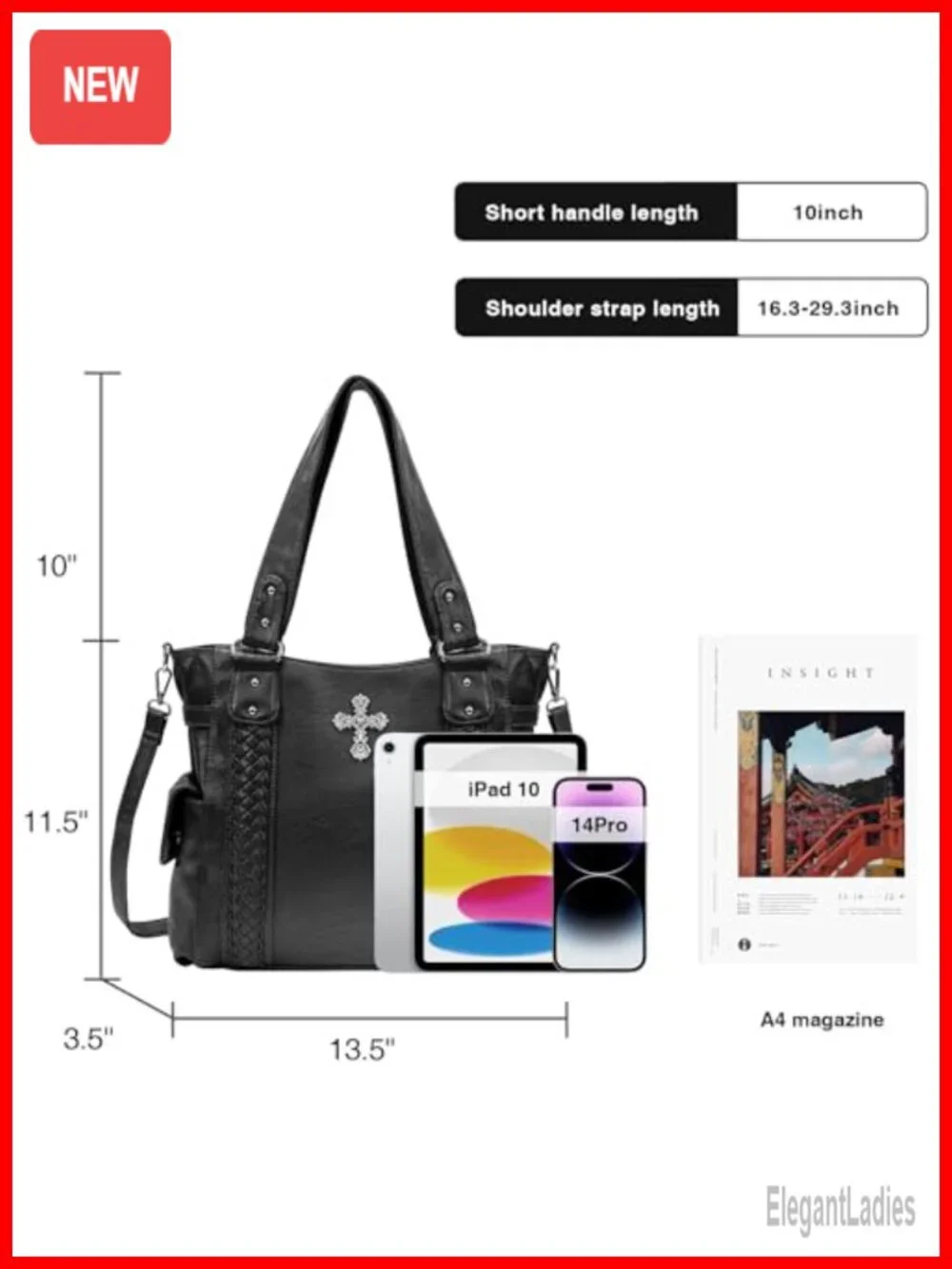 Western Hobo Bag with Crossbody Strap, Faux Leather Tote for Women, Large
